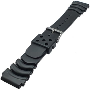 Black Rubber Watch Strap Seiko Compatible Size 18mm-22mm
