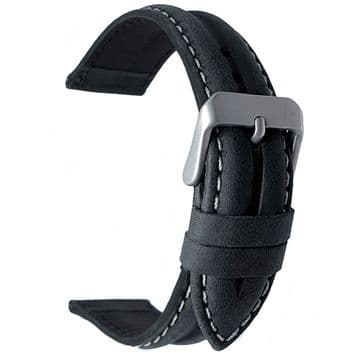 Black Suede Leather Watch Strap Water Resistant 16mm-22mm