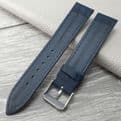 Blue Genuine Suede Leather Water Resistant Watch Strap Size 18mm-22mm