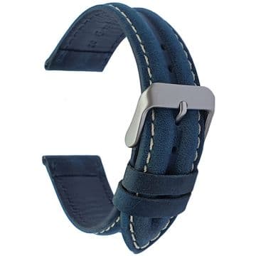 Blue Genuine Suede Leather Water Resistant Watch Strap Size 18mm-22mm