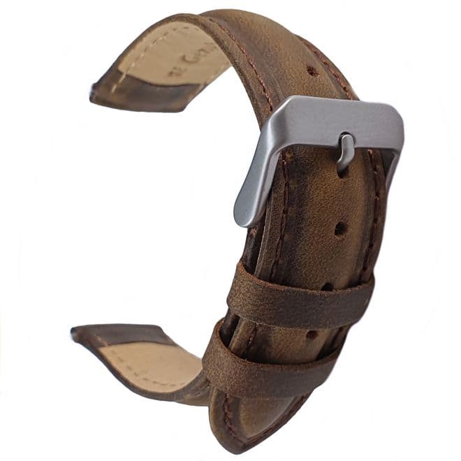 Brown Genuine Suede Leather Watch Strap | Battery Buddy