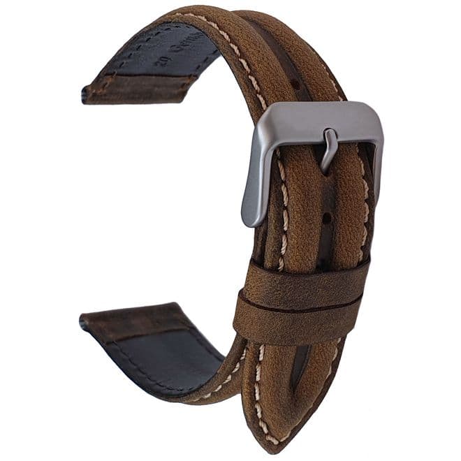 Brown Suede Leather Watch Strap Water Resistant 16mm-22mm
