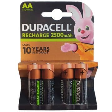 Duracell AA 2500mAh 1.2V NiMH Rechargeable Batteries