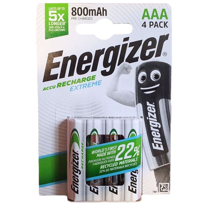 Energizer Extreme AAA 800mAh 1.2V NiMH Rechargeable Batteries | Battery Buddy