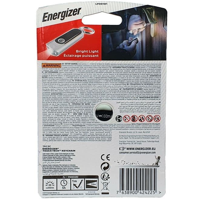 Energizer LED Touch Tech Mini Keychain Torch Light Battery Buddy