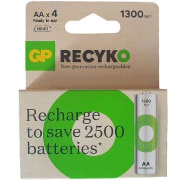 GP AA Recyko 1300 mAh 1.2V NiMH Rechargeable Batteries