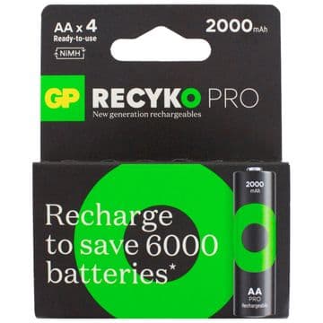 GP AA Recyko Pro 2000 mAh 1.2V NiMH Rechargeable Batteries