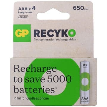 GP AAA Recyko 650 mAh 1.2V Ni-MH Rechargeable Batteries