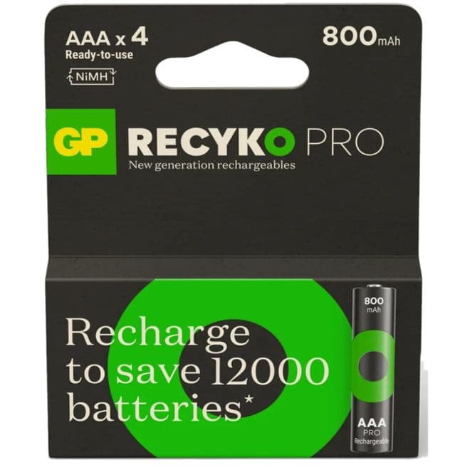 GP AAA Recyko Pro 800mAh 1.2V NiMH Rechargeable Batteries | Battery Buddy