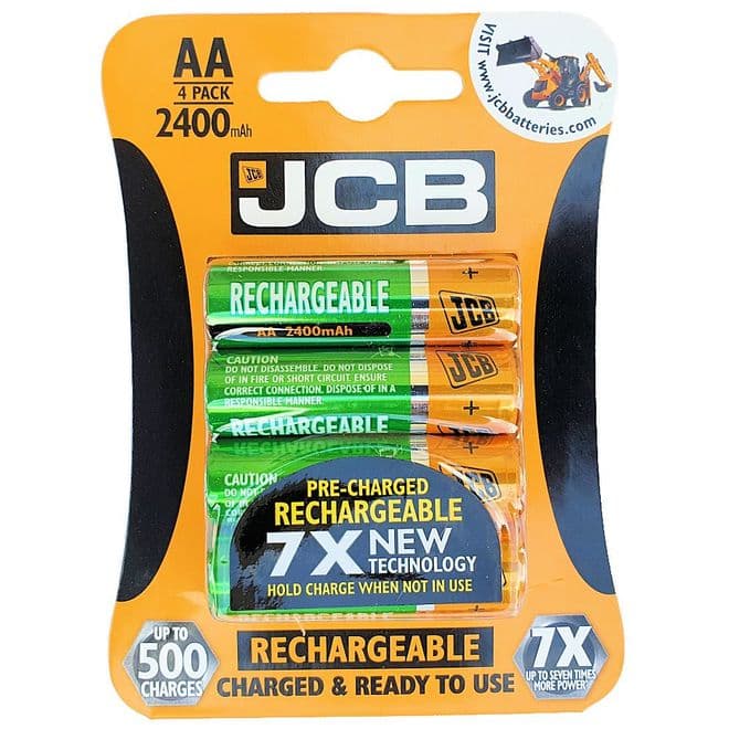JCB AA 2400mAh 1.2V NiMH Rechargeable Batteries | Battery Buddy