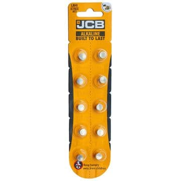 JCB LR41 192 1.5V Alkaline Batteries Pack of 10