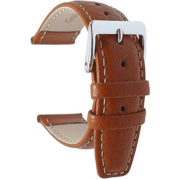 Light Brown Buffalo Grain Genuine Leather Watch Strap Size 18mm-20mm