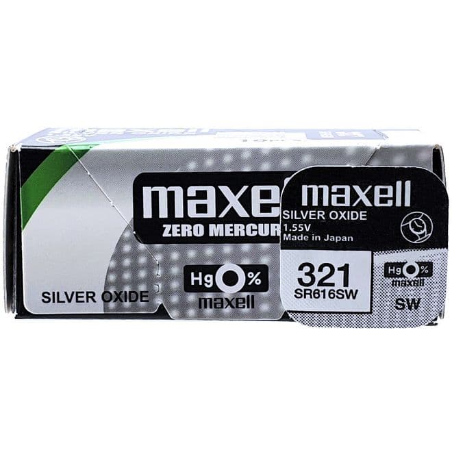Maxell 321 SR616SW 1.5V Silver Oxide Watch Battery | Battery Buddy