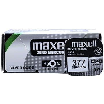 Maxell 377 SR626SW 1.5V Silver Oxide Watch Battery