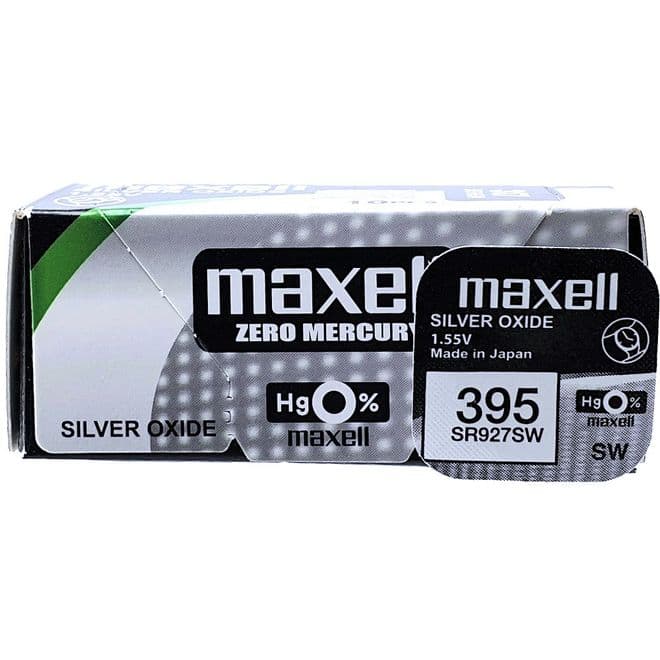 Maxell 395 SR927W 1.5V Silver Oxide Watch Battery | Battery Buddy
