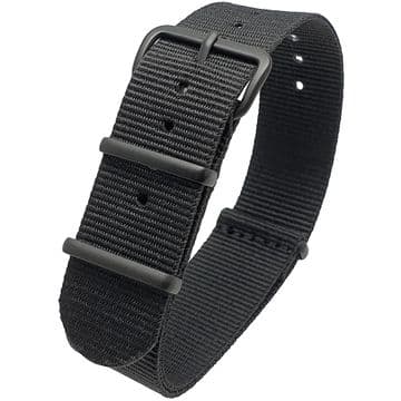 NATO G10 Black Nylon Watch Strap Band Black Buckle Size 16mm-24mm