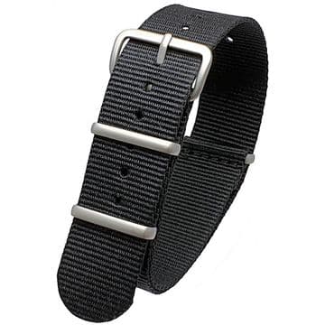 NATO G10 Black Nylon Watch Strap Band Satin Grey Buckle Size 16mm-24mm