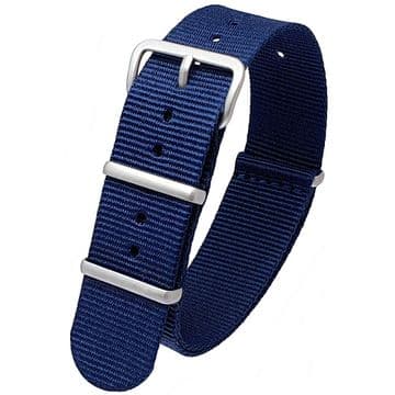 NATO G10 Blue Nylon Watch Strap Band Satin Grey Buckle 16mm-24mm