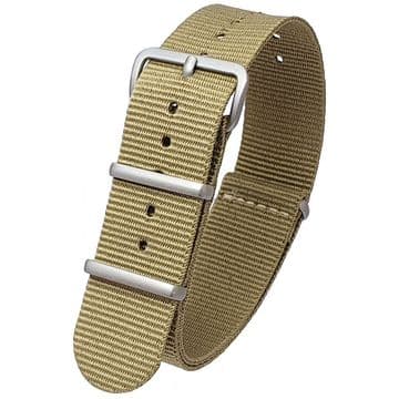 NATO G10 Khaki Nylon Watch Strap Band Satin Grey Buckle Size 16mm-24mm