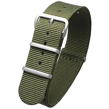 NATO G10 Olive Green Nylon Watch Strap Band Satin Grey Buckle 16mm-24mm