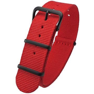 NATO G10 Red Nylon Watch Strap Band Black Buckle Size 16mm-24mm