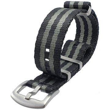 NATO G10 Seat Belt Weave Black & Grey Nylon Watch Strap Band Size 18mm-22mm