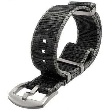 NATO G10 Seat Belt Weave Black & Grey Nylon Watch Strap Band Size 20mm-22mm