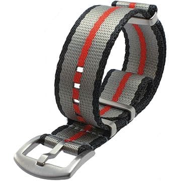 NATO G10 Seat Belt Weave Black Grey Red Watch Strap Band Size 20mm-22mm