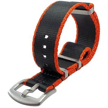 NATO G10 Seat Belt Weave Black & Orange Nylon Watch Strap Band Size 18mm-22mm