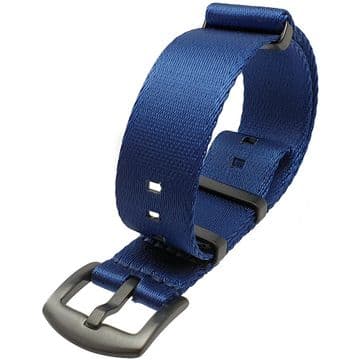 NATO G10 Seat Belt Weave Blue Nylon Watch Strap PVD Buckle Size 18mm-22mm