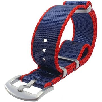 NATO G10 Seat Belt Weave Blue & Red Nylon Watch Strap Band Size 20mm-22mm