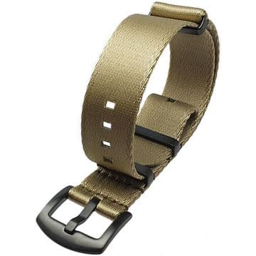 NATO G10 Seat Belt Weave Khaki Nylon Watch Strap PVD Buckle Size 18mm-22mm