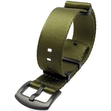 NATO G10 Seat Belt Weave Olive Green Nylon Watch Strap PVD Buckle Size 18mm-22mm