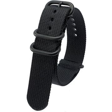 NATO Zulu Black Nylon Watch Strap Band Black Buckle Size 18mm-24mm