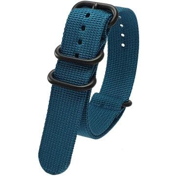 NATO Zulu Blue Nylon Watch Strap Band Black Buckle Size 18mm-24mm