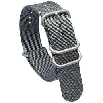 NATO Zulu Grey Nylon Watch Strap Band Satin Grey Buckle Size 20mm-22mm