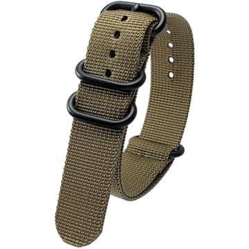 NATO Zulu Olive Nylon Watch Strap Band Black Buckle Size 18mm-24mm