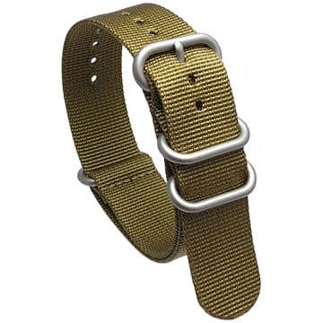 NATO Zulu Olive Nylon Watch Strap Band Satin Grey Buckle Size 18mm-24mm