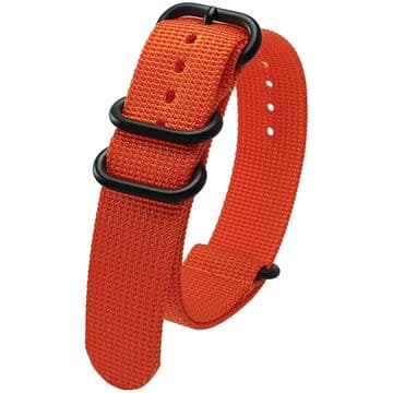 NATO Zulu Orange Nylon Watch Strap Band Black Buckle Size 18mm-24mm
