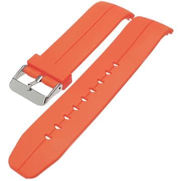 Curved End Watch Strap Centre Groove PU Orange
