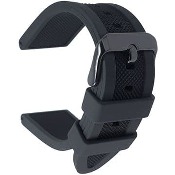 Silicone Watch Strap Soft Touch with Black PVD Buckle 18mm-24mm