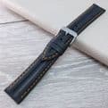 Black & Orange Suede Leather Water Resistant Watch Strap