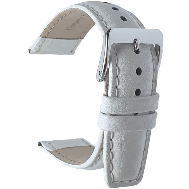 White Leather Watch Strap Buffalo Grain 18mm 20mm