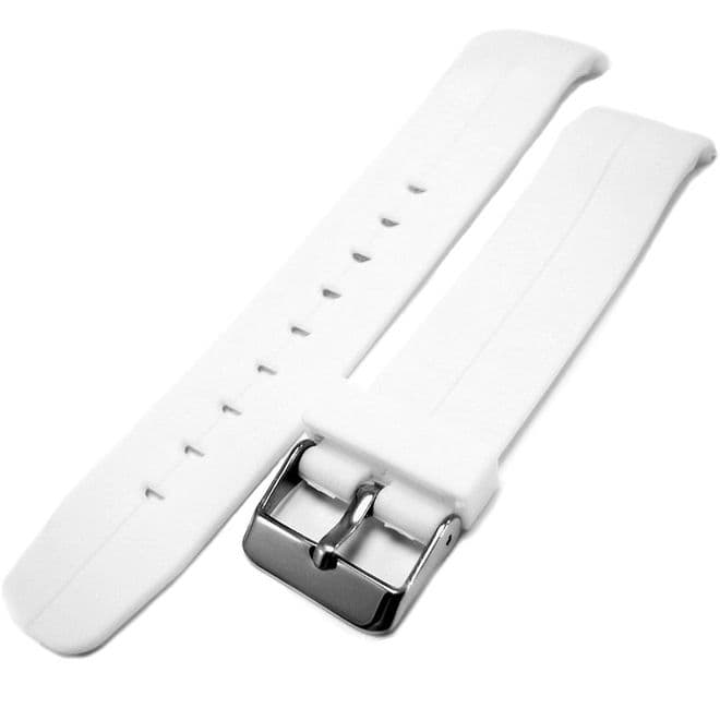 Curved End Watch Strap Centre Groove PU White