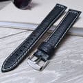 XL Extra Long Watch Strap Black Buffalo Grain Italian Leather