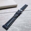 XL Extra Long Watch Strap Black Buffalo Grain Italian Leather