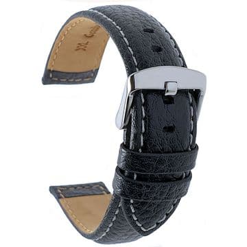 XL Extra Long Watch Strap Black Buffalo Grain Italian Leather 18mm-24mm