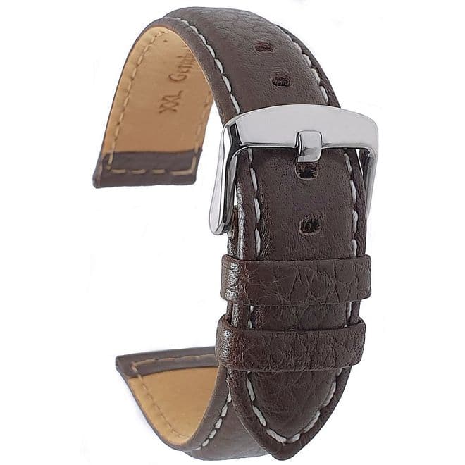 Brown Buffalo Grain XL Extra Long Genuine Italian Leather Watch Strap | Battery Buddy