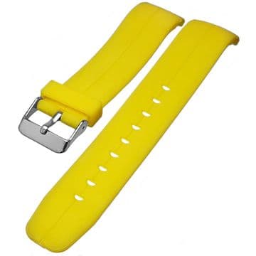 Curved End Watch Strap Centre Groove PU Yellow