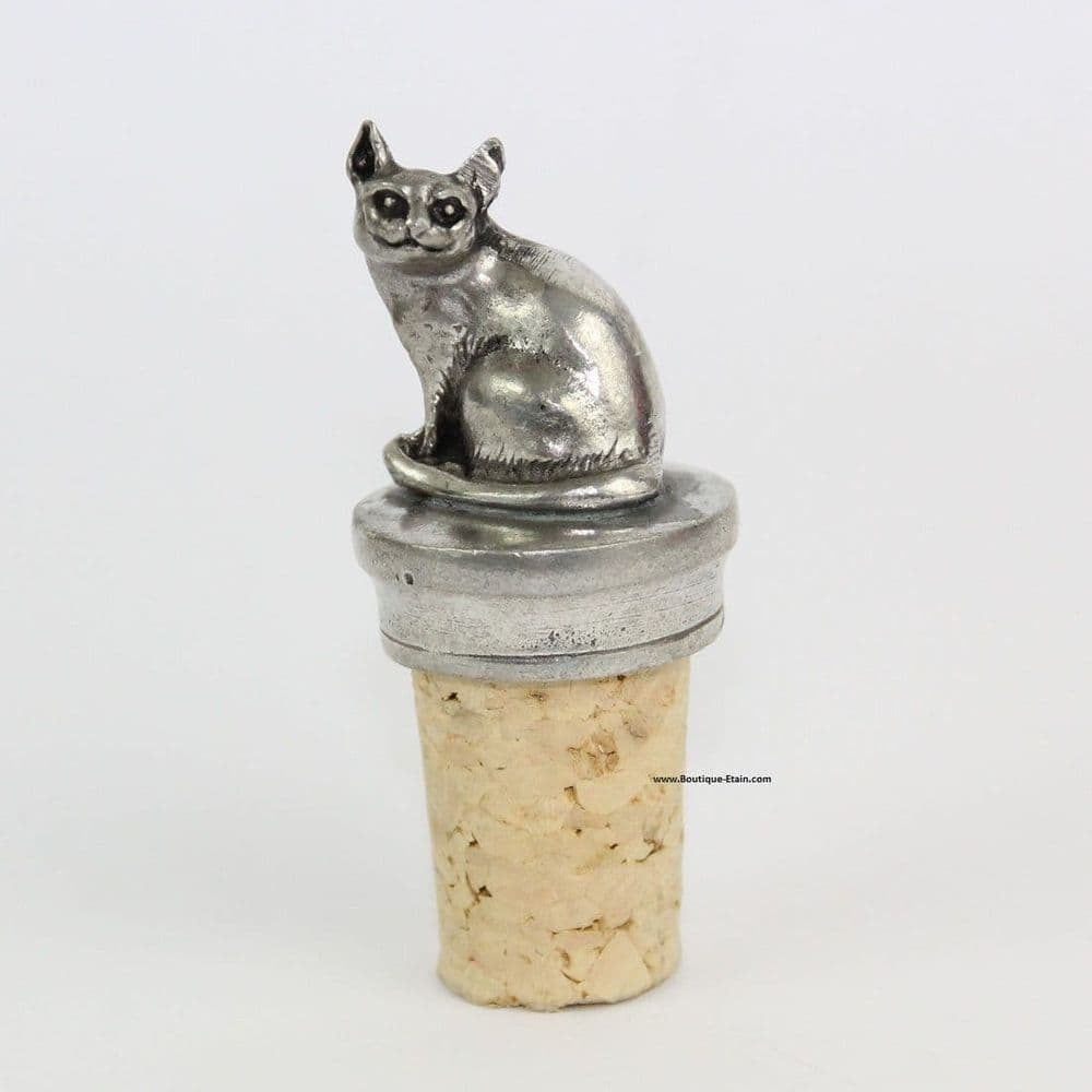Bouchon à vin chat en étain